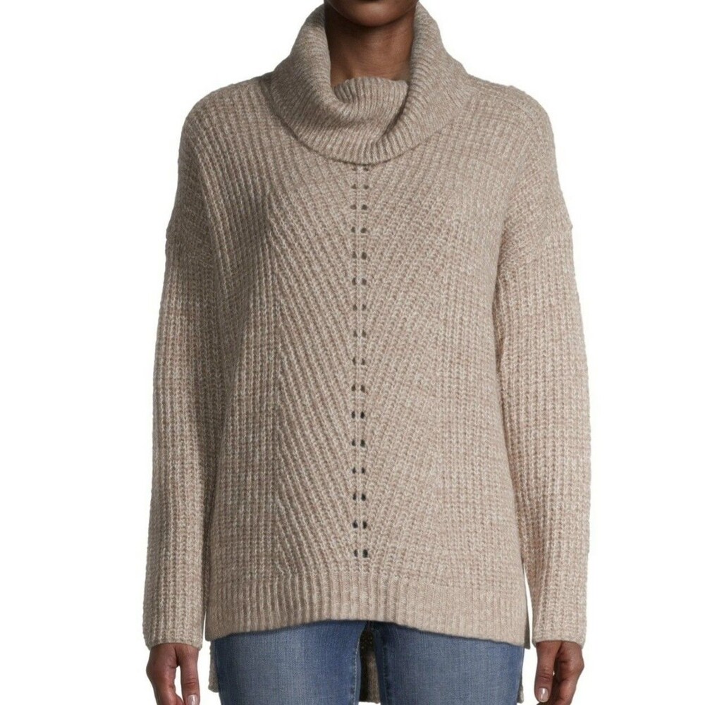 Time And Tru Women's Textured Cowl Neck Sweater X-LARGE (16-18) Brown Tan